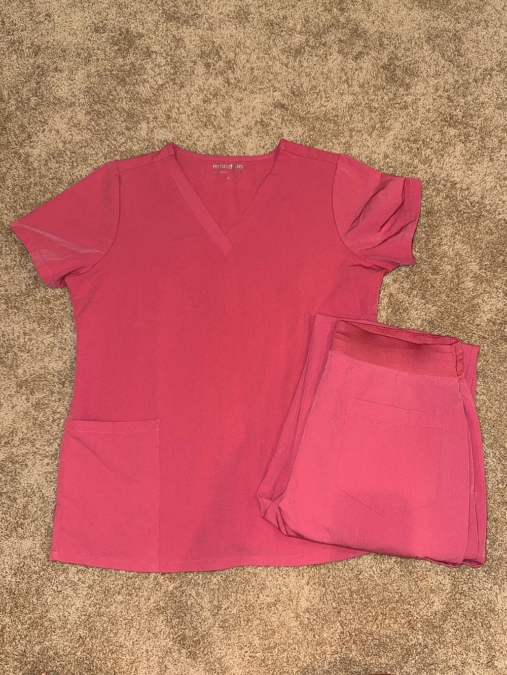 Mandala Pink Scrub Set: Top S, Pants PS